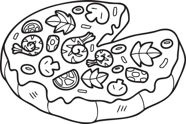 Kézzel Készített Vágott Pizza Illusztráció Firka Stílusban Elszigetelt Háttérben — Stock Vector