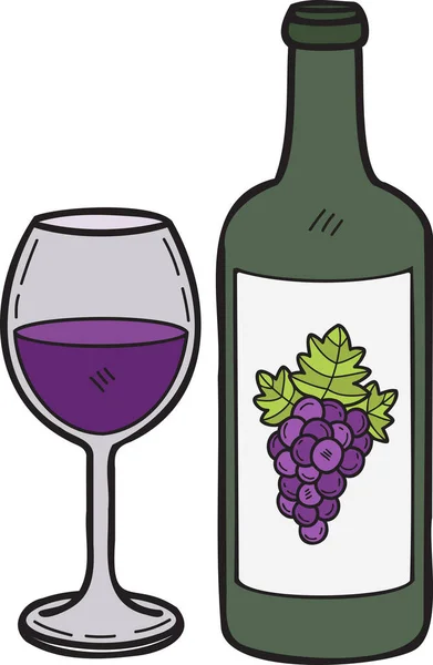 Hand Drawn Grape Wine Illustration Doodle Style Isolated Background — Vetor de Stock