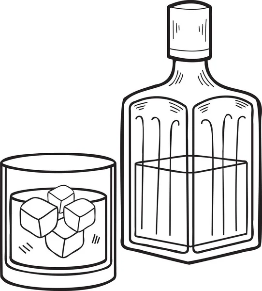 Hand Drawn Bottle Whiskey Illustration Doodle Style Isolated Background — Stock Vector