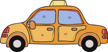 Hand Drawn taxi illustration in doodle style isolated on background