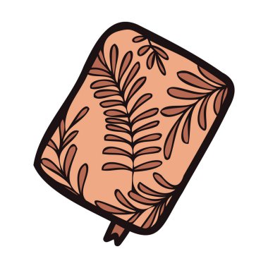 El çizimi, arka planda karalama tarzı yaprakları olan sevimli bir defter.