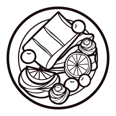 Yukarıdan çizilmiş elle çizilmiş somon. Arka planda izole edilmiş.