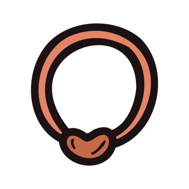 El çizimi kalp şeklinde gerdanlık arka planda izole edilmiş.