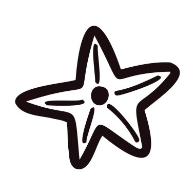 El çizimi deniz yıldızı karalama stilinde arka planda izole