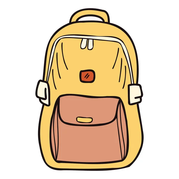 Hand Drawn Cute Backpack Kids Doodle Style Isolated Background — Stock Vector