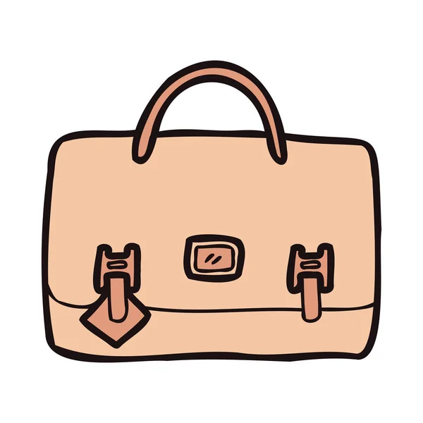 Ręcznie Rysowane Cute Business Bag Stylu Doodle Izolowane Tle — Wektor stockowy