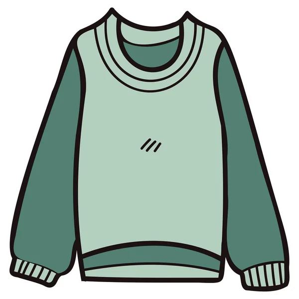 Ręcznie Rysowane Ładny Sweter Dla Kobiet Stylu Doodle Izolowane Tle — Wektor stockowy