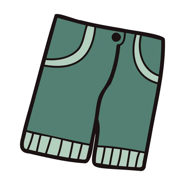 Pantalones Cortos Dibujados Mano Para Hombres Estilo Doodle Aislados Sobre — Vector de stock