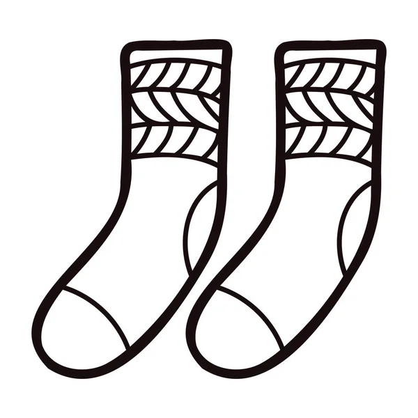 Handgezeichnete Niedliche Socken Kritzelstil Isoliert Auf Hintergrund — Stockvektor