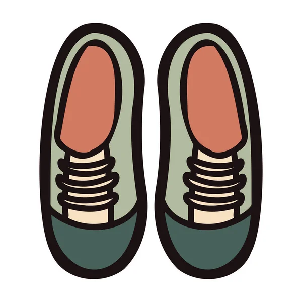 Sneakers Carino Disegnato Mano Stile Doodle Isolato Sfondo — Vettoriale Stock