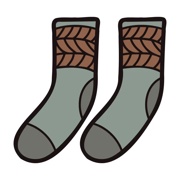 Handgezeichnete Niedliche Socken Kritzelstil Isoliert Auf Hintergrund — Stockvektor