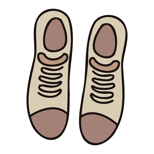 Sneakers Carino Disegnato Mano Stile Doodle Isolato Sfondo — Vettoriale Stock