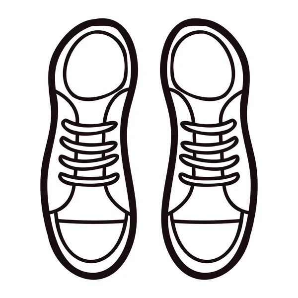 Hand Getekend Leuke Sneakers Doodle Stijl Geïsoleerd Achtergrond — Stockvector