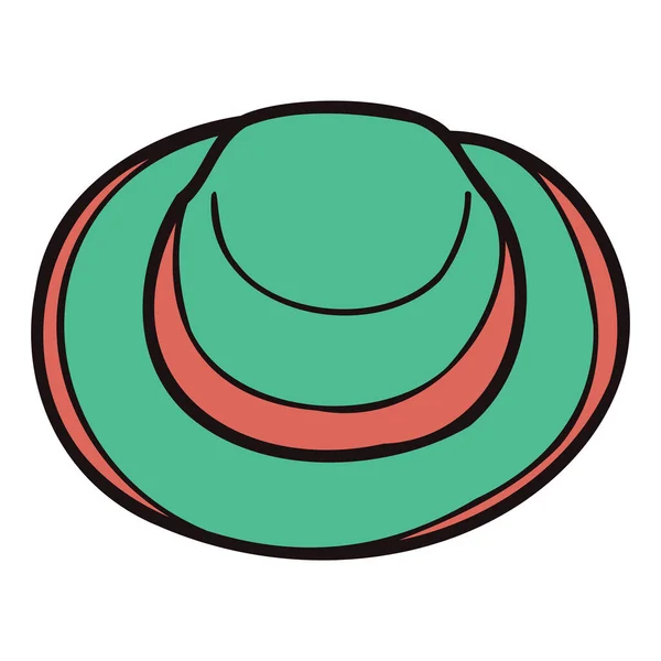 Sombrero Sol Dibujado Mano Estilo Doodle Aislado Sobre Fondo — Vector de stock