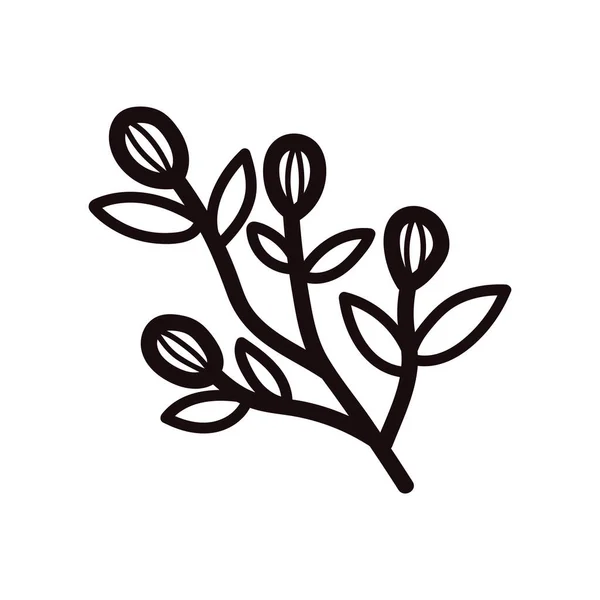 Handgezeichnete Blumen Mit Zweigen Doodle Stil Isoliert Auf Hintergrund — Stockvektor