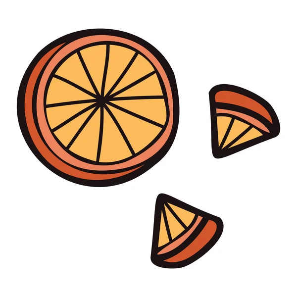 Arancione Disegnato Mano Stile Doodle Isolato Sullo Sfondo — Vettoriale Stock