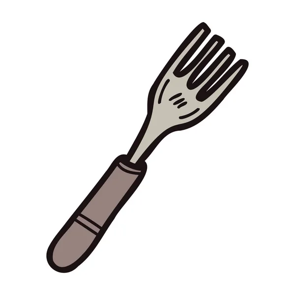Hand Drawn Fork Doodle Style Isolated Background — Stock Vector