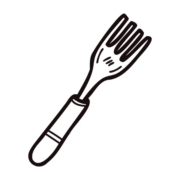 Hand Drawn Fork Doodle Style Isolated Background — Stock Vector