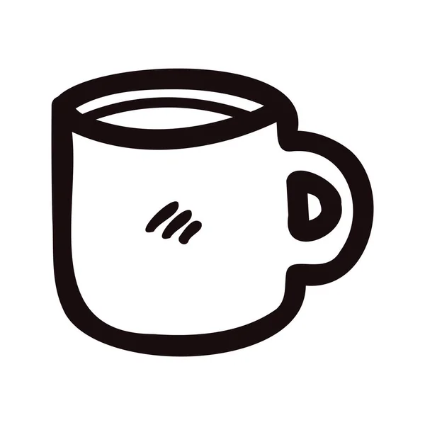 Handgezeichnete Heiße Kaffeetasse Doodle Stil Isoliert Auf Hintergrund — Stockvektor