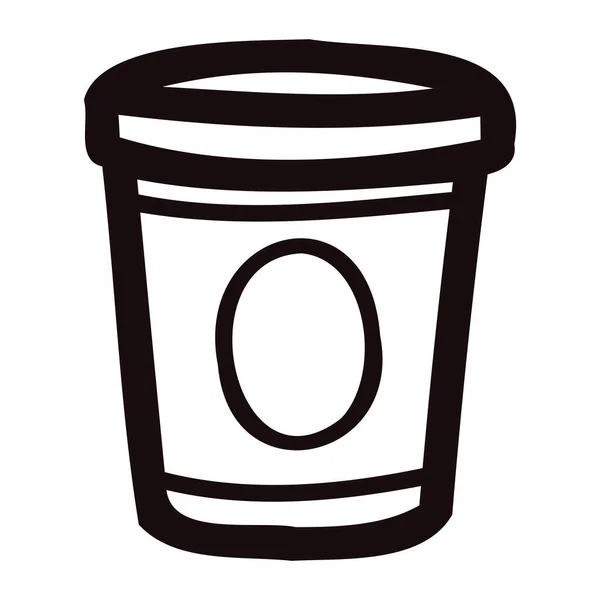 背景に隔離されたドアスタイルで手描きの紙コーヒーマグカップ — ストックベクタ