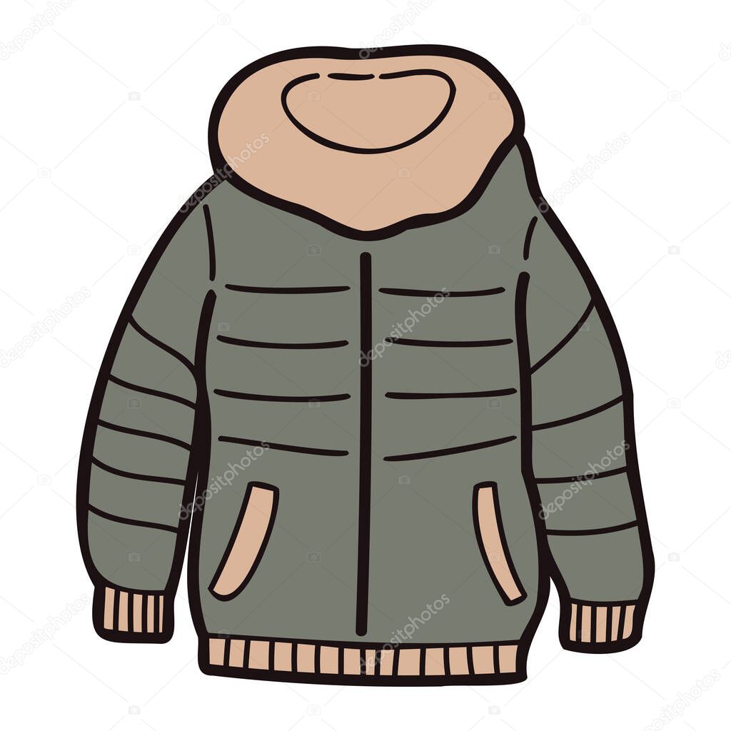 Hand Drawn cute jackets for men in doodle style isolated on background