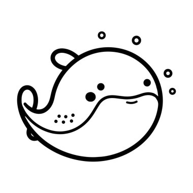 El çizimi arkaplanda karalama tarzında sevimli balina izole