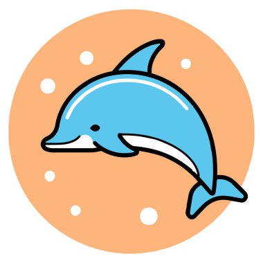 El çizimi, arka planda karalama tarzında şirin yunus.