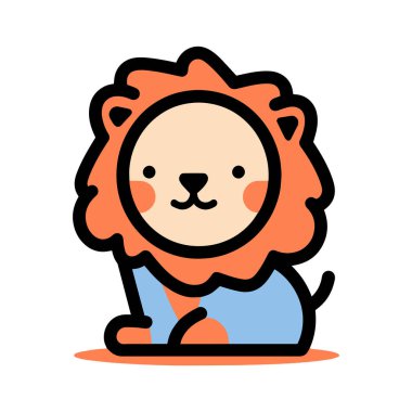 El çizimi arkaplanda karalama stilinde sevimli aslan izole