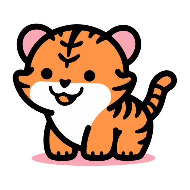 El çizimi, arka planda karalama tarzında şirin bir kaplan.