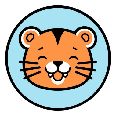 El çizimi, arka planda karalama tarzında şirin bir kaplan.