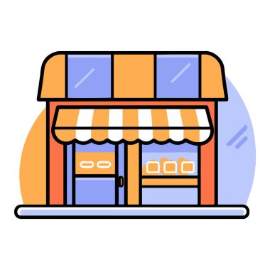 Arkaplanda izole edilmiş düz çizgi biçiminde dükkan önü