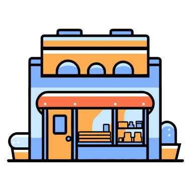 Arkaplanda izole edilmiş düz çizgi biçiminde dükkan önü