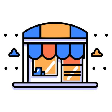 Arkaplanda izole edilmiş düz çizgi biçiminde dükkan önü