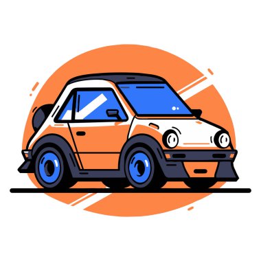 Arka planda düz çizgili sedan araba izole edildi