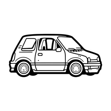 Arka planda düz çizgili sedan araba izole edildi