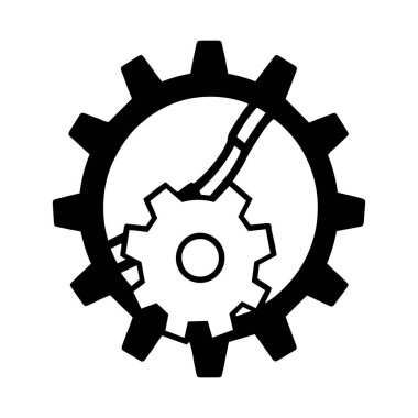 El çizimi bilim dişlisi karalama stili arka planda izole