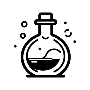 Arka planda karalama tarzında el çizimi bilim test tüpü izole edildi