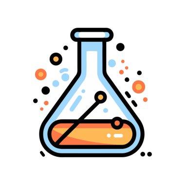 Arka planda karalama tarzında el çizimi bilim test tüpü izole edildi