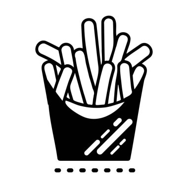 El yapımı patates kızartmaları arka planda karalama tarzında izole edilmiş.