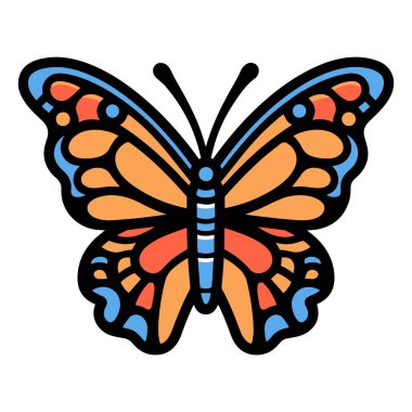 Hand Drawn butterfly in doodle style isolated on background clipart