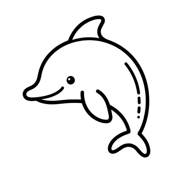 Рука Мальований Милий Дельфін Каракулі Стилі Ізольований Фоні — стоковий вектор
