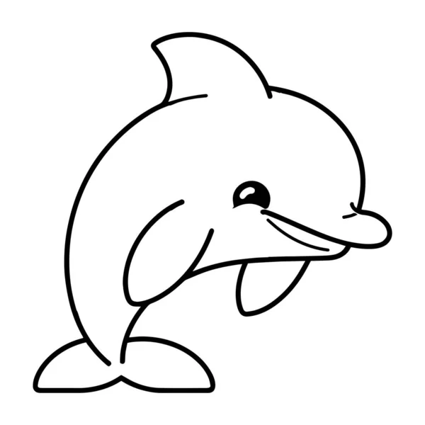 Ручной Рисунок Милый Дельфин Стиле Каракули Изолированы Заднем Плане — стоковый вектор