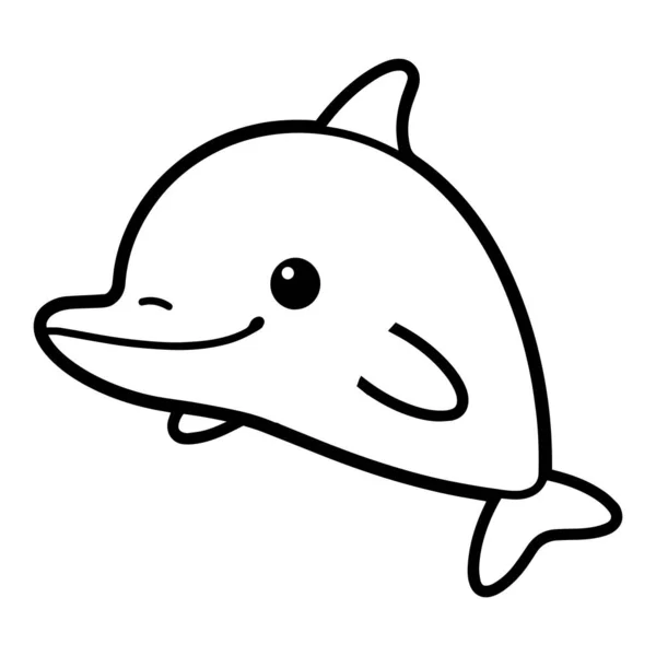 Hand Getrokken Schattige Dolfijn Doodle Stijl Geïsoleerd Achtergrond — Stockvector
