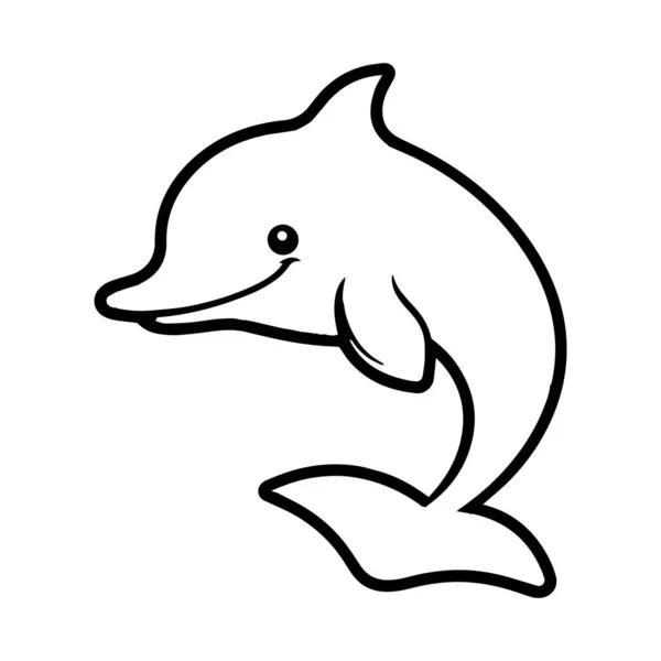Hand Drawn Cute Dolphin Doodle Style Isolated Background — Stock Vector