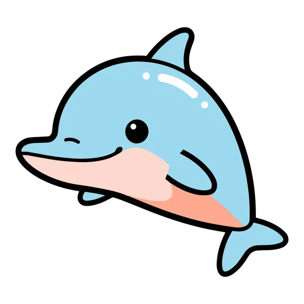 Handgezeichneter Niedlicher Delfin Doodle Stil Isoliert Auf Hintergrund — Stockvektor