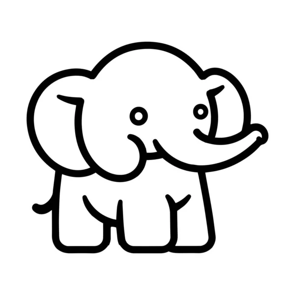 Hand Drawn Cute Elephant Doodle Style Isolated Background — Stock Vector