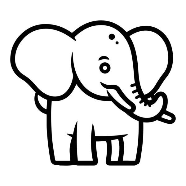 Handgezeichneter Niedlicher Elefant Doodle Stil Isoliert Auf Hintergrund — Stockvektor
