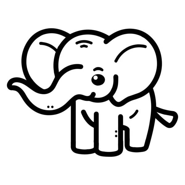 Disegnato Mano Elefante Carino Stile Doodle Isolato Sfondo — Vettoriale Stock