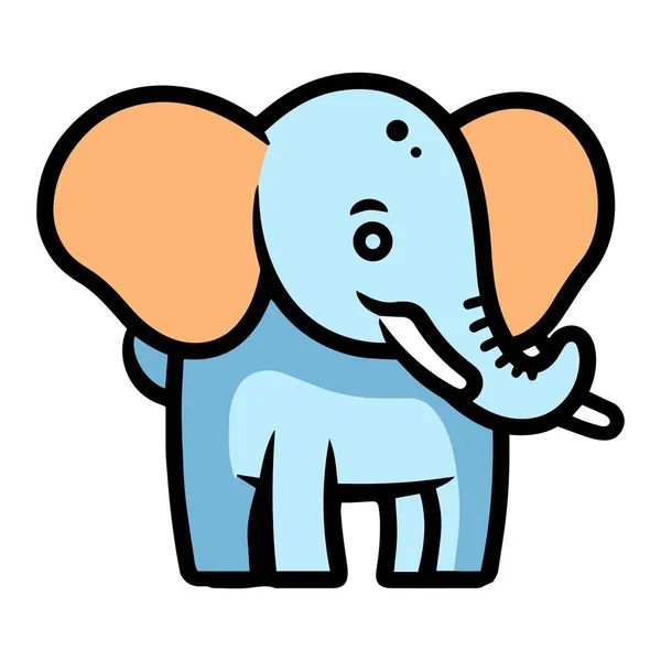 Kézzel Rajzolt Aranyos Elefánt Firka Stílusban Elszigetelt Háttérben — Stock Vector