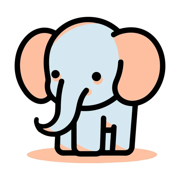 Elefante Lindo Dibujado Mano Estilo Doodle Aislado Sobre Fondo — Vector de stock
